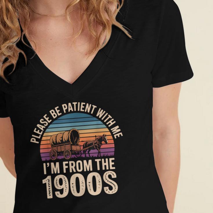Please Be Patient With My I'm From The 1900s Vintage Women's Jersey Short Sleeve Deep V-Neck Tshirt