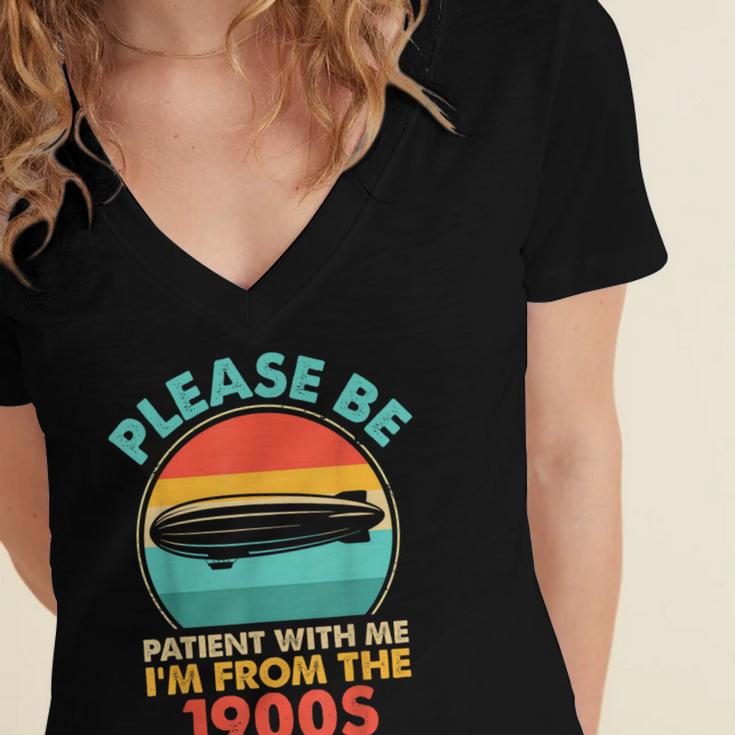 Please Be Patient I'm From The 1900s Vintage Zeppelin Women's Jersey Short Sleeve Deep V-Neck Tshirt Please Be Patient I'm From The 1900s Vintage Zeppelin Women's Jersey Short Sleeve Deep V-Neck Tshirt