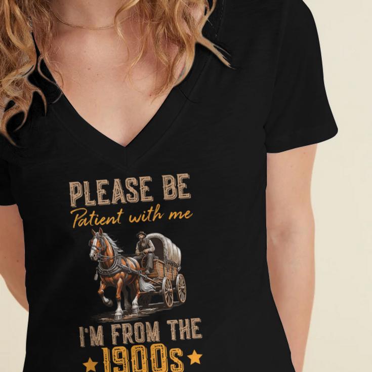 Please Be Patient With Mee I'm From The 1900s Women's Jersey Short Sleeve Deep V-Neck Tshirt Please Be Patient With Mee I'm From The 1900s Women's Jersey Short Sleeve Deep V-Neck Tshirt