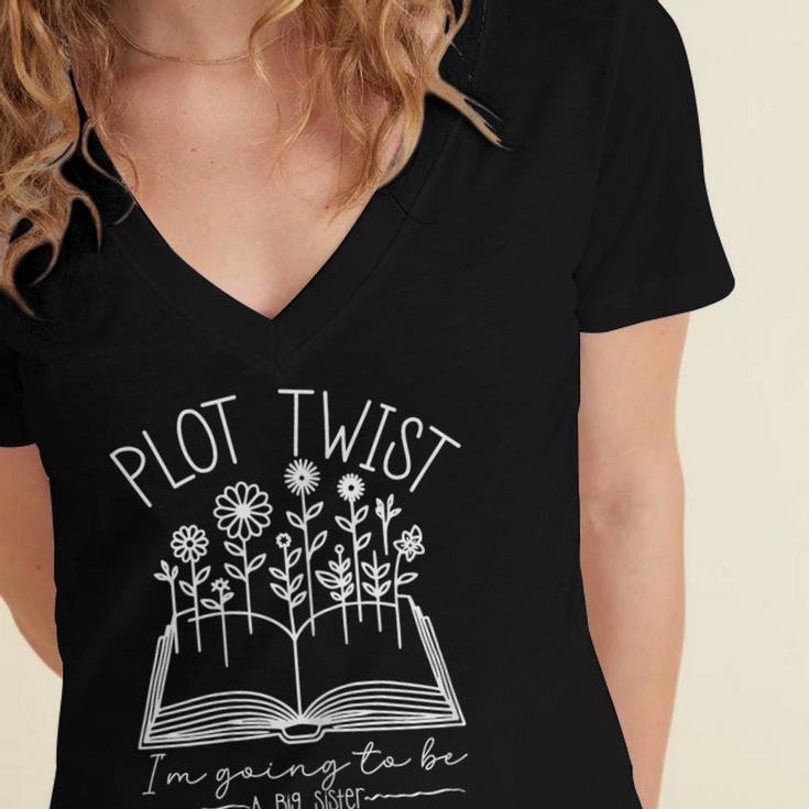 Plot Twist I'm Going To Be A Big Sister Literary Book Kids Women's Jersey Short Sleeve Deep V-Neck Tshirt Plot Twist I'm Going To Be A Big Sister Literary Book Kids Women's Jersey Short Sleeve Deep V-Neck Tshirt