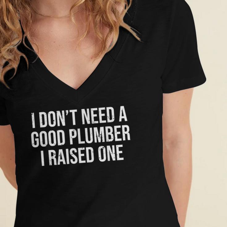 Plumber Parents Father Mother Plumbing Graduation Women's Jersey Short Sleeve Deep V-Neck Tshirt