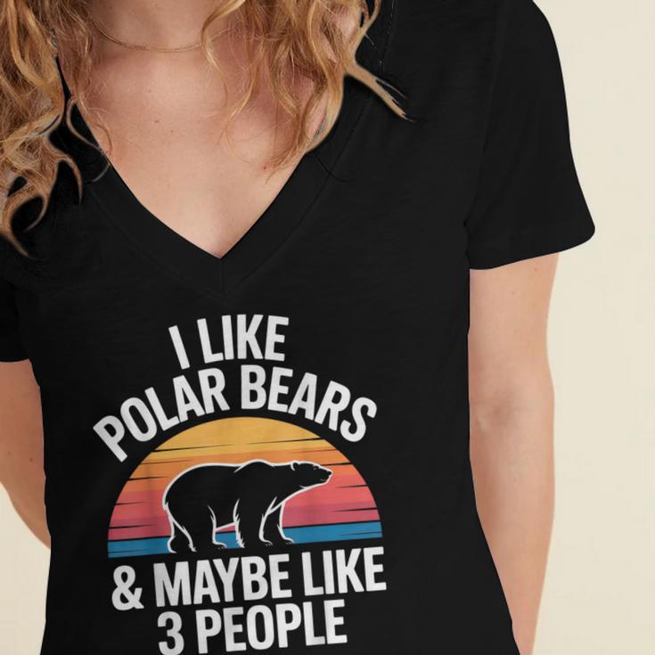 I Like Polar Bears Maybe 3 People Sarcastic Introvert Humor Women's Jersey Short Sleeve Deep V-Neck Tshirt I Like Polar Bears Maybe 3 People Sarcastic Introvert Humor Women's Jersey Short Sleeve Deep V-Neck Tshirt