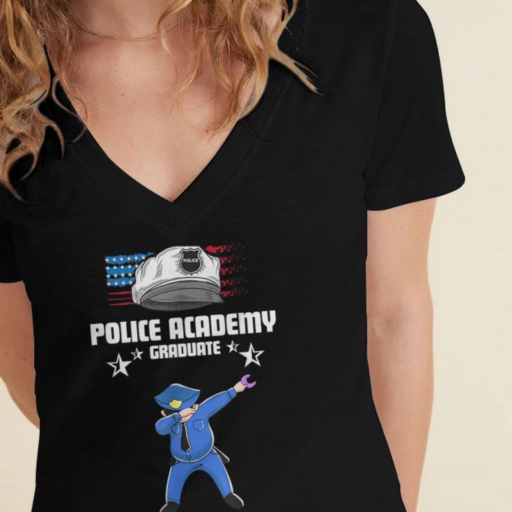Police Academy Graduate Shirt Police Academy Graduation Gift Women's Jersey Short Sleeve Deep V-Neck Tshirt
