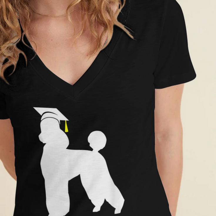 Poodle Graduation Dog Graduate Women's Jersey Short Sleeve Deep V-Neck Tshirt