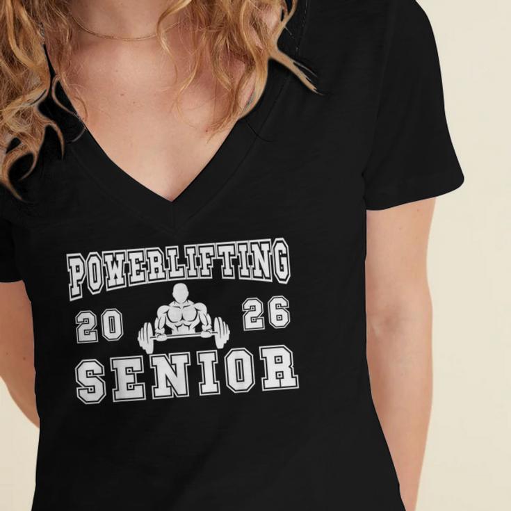 Powerlifting Senior Night Powerlifting 2026 Graduation 1 Women's Jersey Short Sleeve Deep V-Neck Tshirt