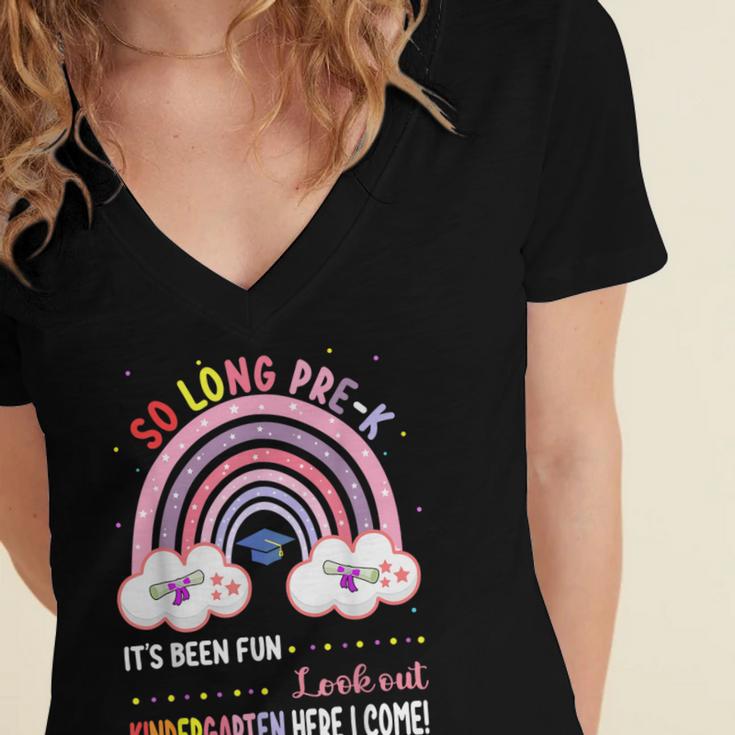 Pre k Graduation Class 2025 Graduate Pre-k Rainbow Girls Women's Jersey Short Sleeve Deep V-Neck Tshirt