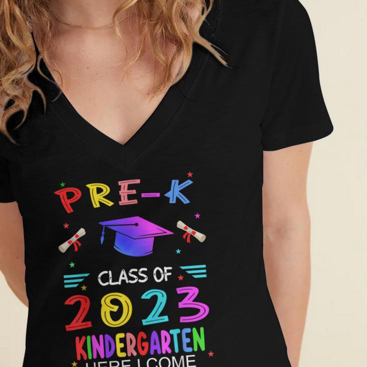 Pre-k Graduation Pre Kindergarten Class Of 2023 Boys Girls Women's Jersey Short Sleeve Deep V-Neck Tshirt