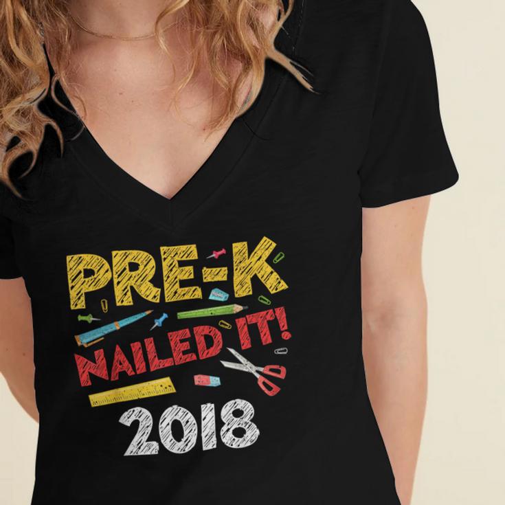 Pre-K Nailed It Class Of 2018 Graduation Women's Jersey Short Sleeve Deep V-Neck Tshirt