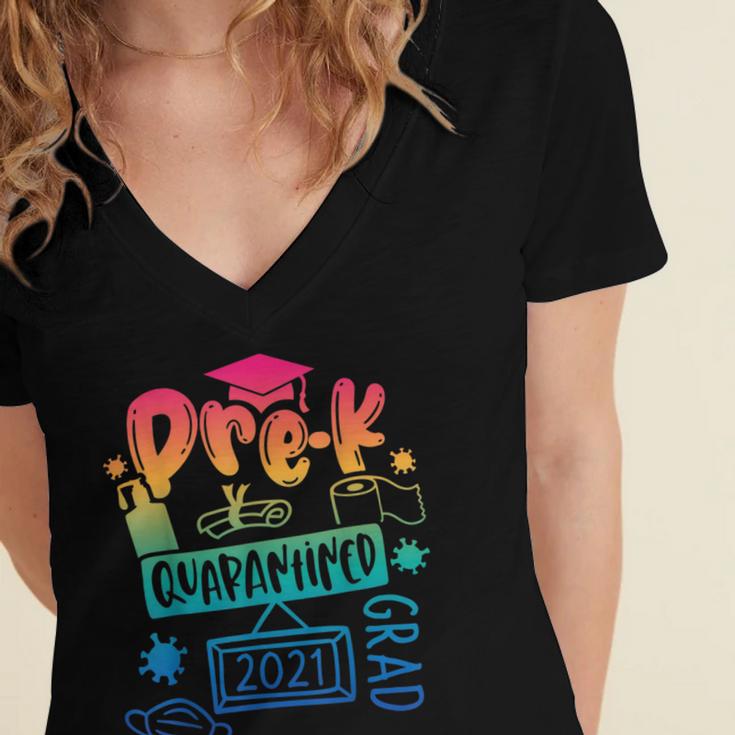 Pre-K Prek3 Prek4 Graduate Quarantine Preschool Graduation Women's Jersey Short Sleeve Deep V-Neck Tshirt
