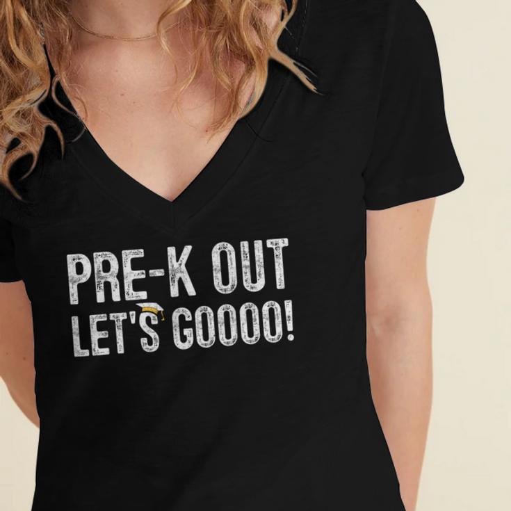 Pre-K Out Preschool Graduation 2025 Teacher Last Day Women's Jersey Short Sleeve Deep V-Neck Tshirt