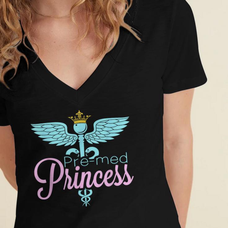 Pre-Med Women Pre Med Princess Graduation Women's Jersey Short Sleeve Deep V-Neck Tshirt