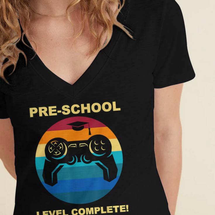 Pre-School Level Complete Graduation Video Gamer PreschoolWomen's Jersey Short Sleeve Deep V-Neck Tshirt