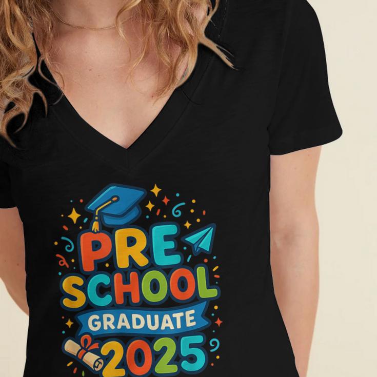 Preschool Graduation 2025 Pre-k Graduate Kids Boys Girls Women's Jersey Short Sleeve Deep V-Neck Tshirt