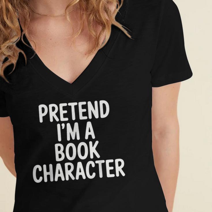 Pretend I'm A Book Character Costumes For Kids Halloween Women's Jersey Short Sleeve Deep V-Neck Tshirt
