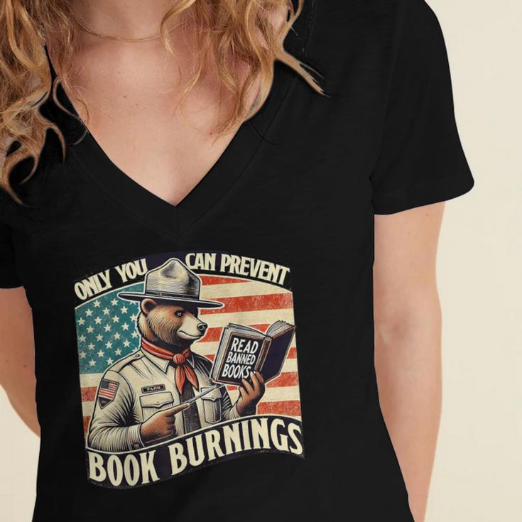 Only You Can Prevent Book Burnings Books Women's Jersey Short Sleeve Deep V-Neck Tshirt Only You Can Prevent Book Burnings Books Women's Jersey Short Sleeve Deep V-Neck Tshirt