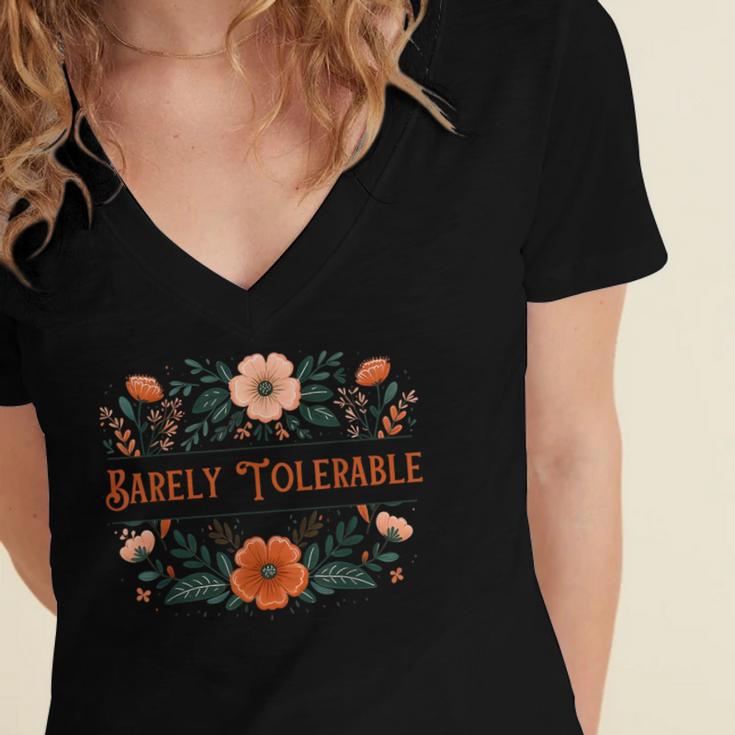 Pride And Prejudice Barely Tolerable Book Lover Bookish Women's Jersey Short Sleeve Deep V-Neck Tshirt
