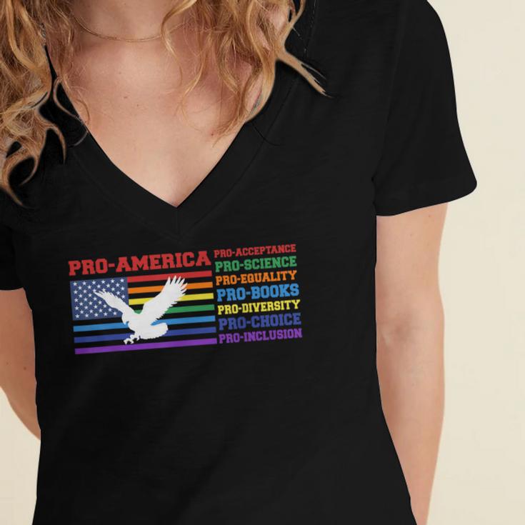 Pro America Pro Acceptance Pro Science Pro Equality Pro Book Women's Jersey Short Sleeve Deep V-Neck Tshirt Pro America Pro Acceptance Pro Science Pro Equality Pro Book Women's Jersey Short Sleeve Deep V-Neck Tshirt