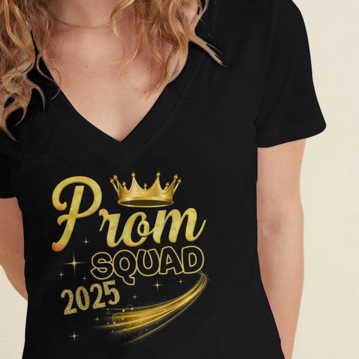 Prom Squad Graduation Class Of 2025 Party Women's Jersey Short Sleeve Deep V-Neck Tshirt
