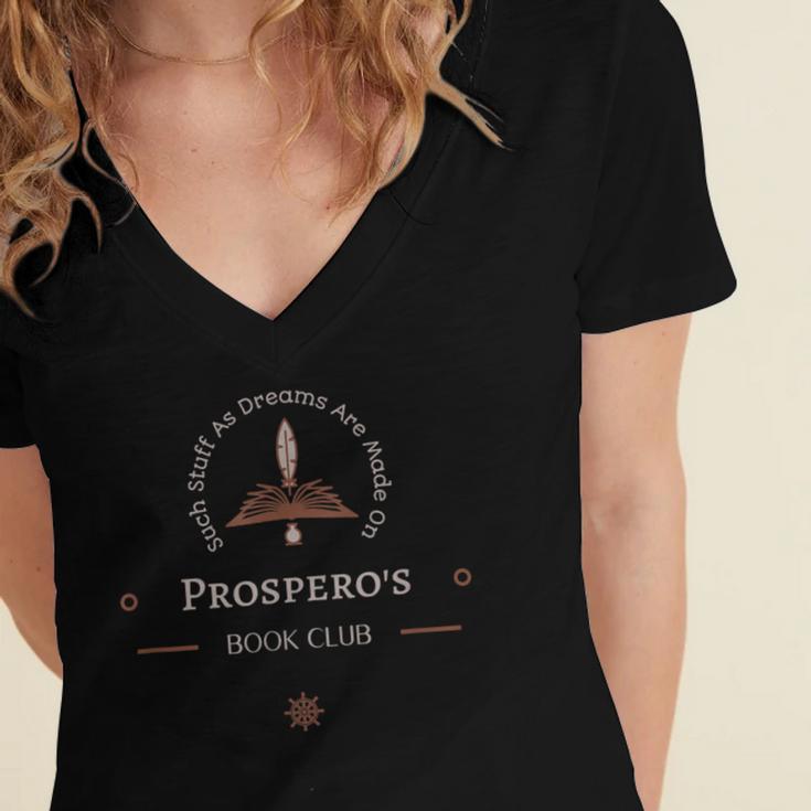 Prospero's Book Club Women's Jersey Short Sleeve Deep V-Neck Tshirt