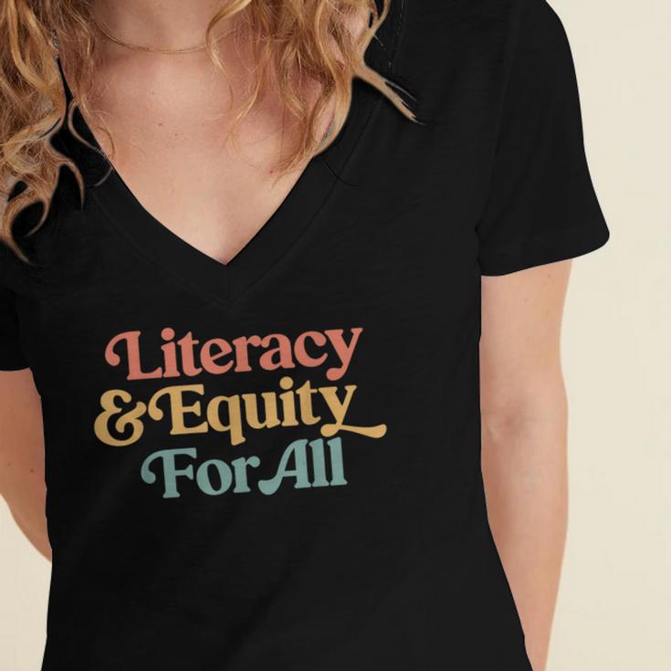 Protect Libraries Banned Books Literacy And Equity For All Women's Jersey Short Sleeve Deep V-Neck Tshirt Protect Libraries Banned Books Literacy And Equity For All Women's Jersey Short Sleeve Deep V-Neck Tshirt