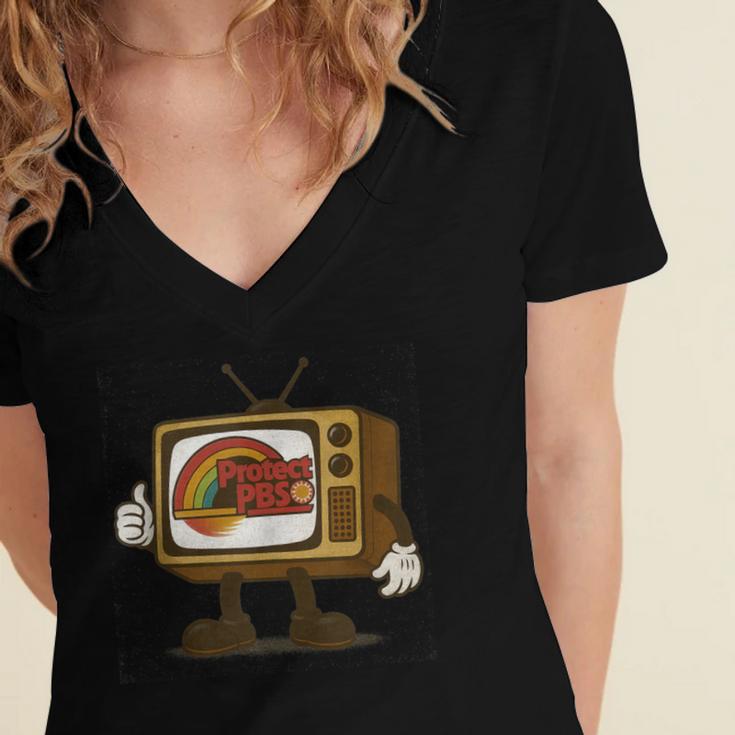 Protect PBS 80s Nostalgia Television Shirt Women's Jersey Short Sleeve Deep V-Neck Tshirt Protect PBS 80s Nostalgia Television Shirt Women's Jersey Short Sleeve Deep V-Neck Tshirt