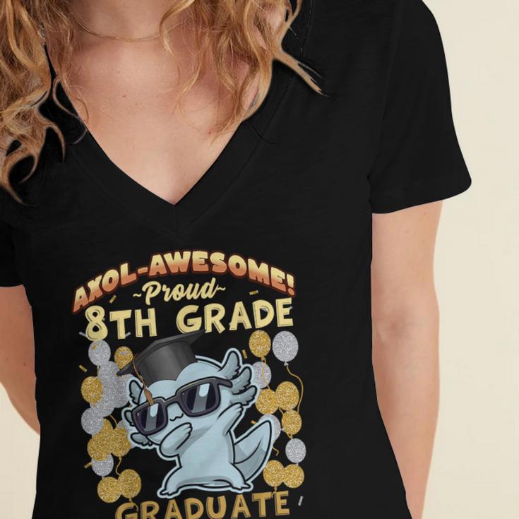 Proud 8th Grade Graduate Axolotl Graduation Eighth Women's Jersey Short Sleeve Deep V-Neck Tshirt