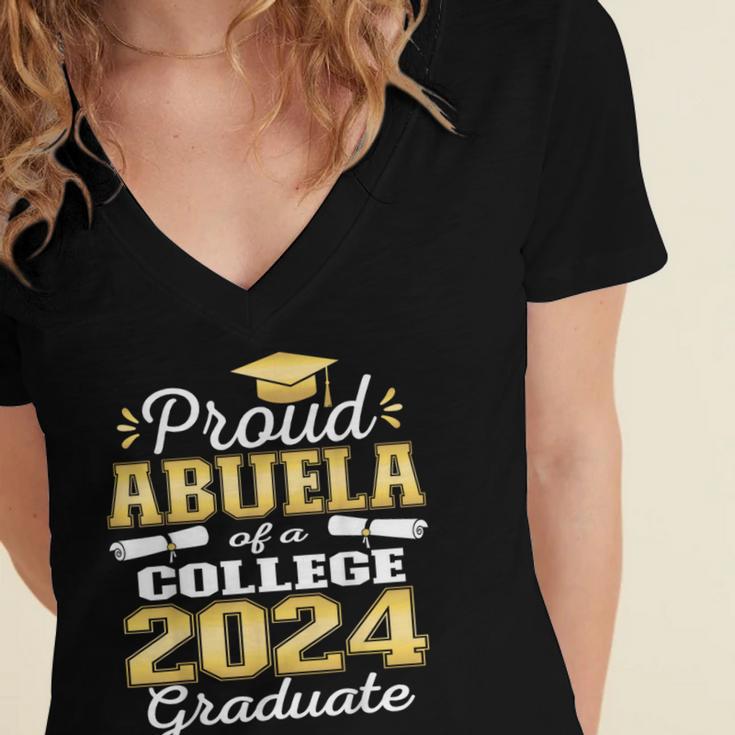 Proud Abuela Of 2024 College Graduate Family 24 Graduation Women's Jersey Short Sleeve Deep V-Neck Tshirt