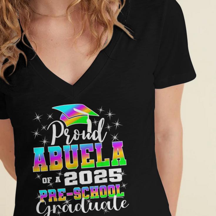 Proud Abuela Of Preschool Graduate 2025 Graduation Women's Jersey Short Sleeve Deep V-Neck Tshirt