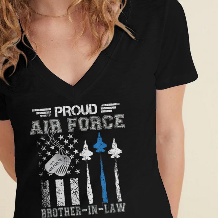 Proud Air Force Brother-In-Law US Air Force Graduation Women's Jersey Short Sleeve Deep V-Neck Tshirt