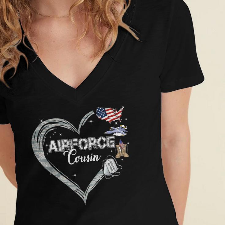 Proud Air Force Cousin Air Force Graduation Cousin USAF Women's Jersey Short Sleeve Deep V-Neck Tshirt