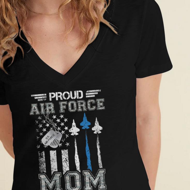 Proud Air Force Mom US Air Force Graduation Mom Women's Jersey Short Sleeve Deep V-Neck Tshirt