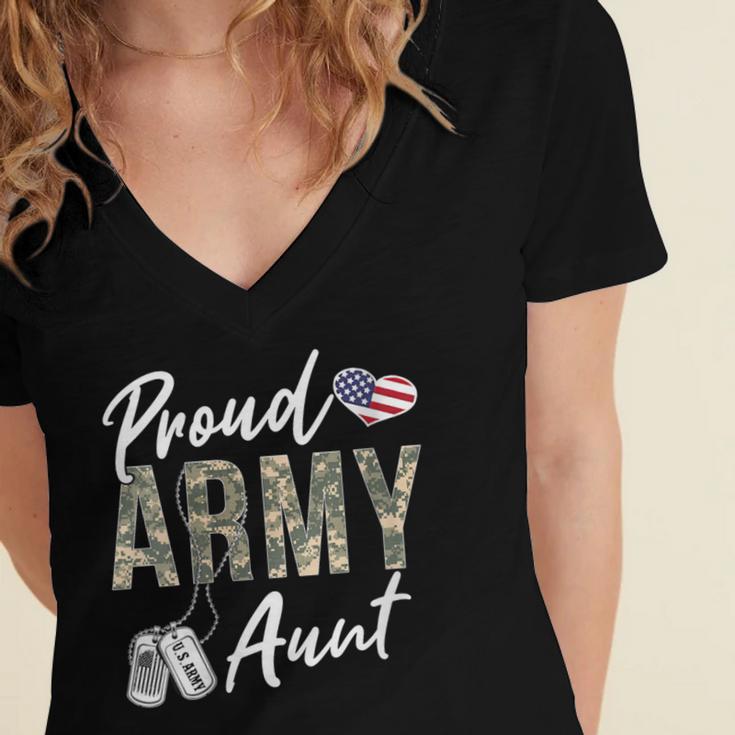 Proud Army Aunt Army Graduation Aunt US Army Aunt Women's Jersey Short Sleeve Deep V-Neck Tshirt