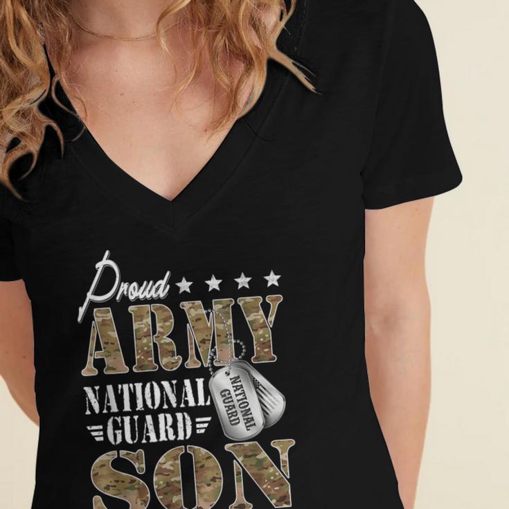 Proud Army National Guard Son National Guard Graduation Women's Jersey Short Sleeve Deep V-Neck Tshirt