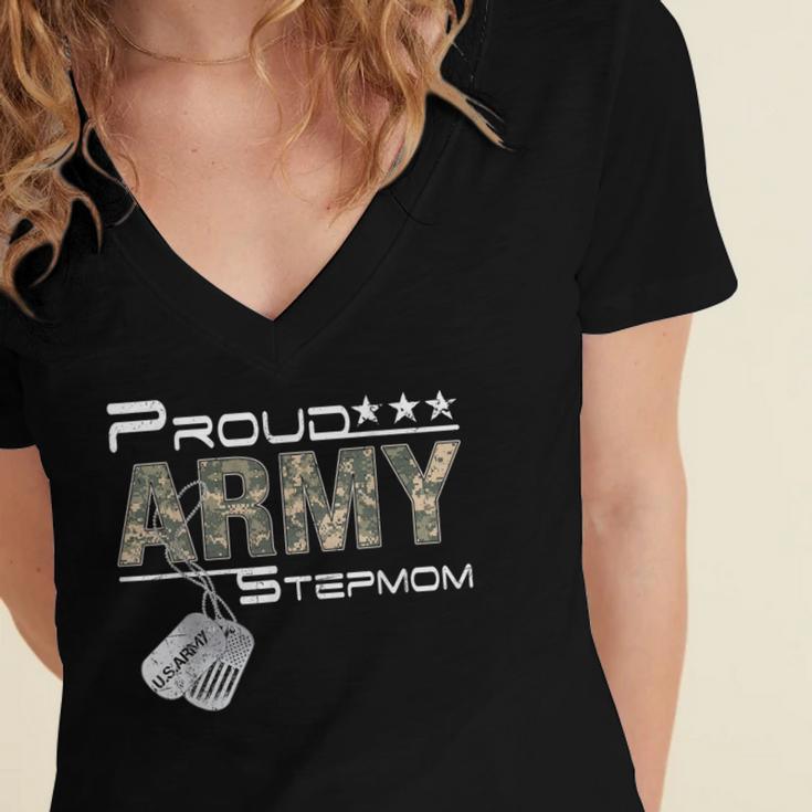 Proud Army Stepmom Army Graduation Stepmom US Army Stepmom Women's Jersey Short Sleeve Deep V-Neck Tshirt