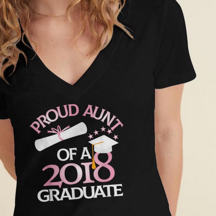 Proud Aunt Of a 2018 Graduate Auntie Graduation Women's Jersey Short Sleeve Deep V-Neck Tshirt