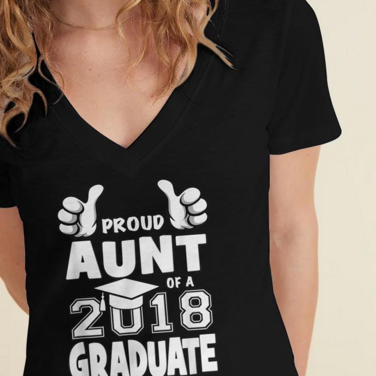 Proud Aunt Of A 2018 Graduate Senior Graduation School Shirt Women's Jersey Short Sleeve Deep V-Neck Tshirt