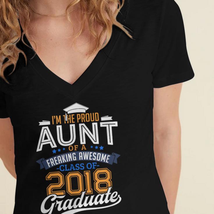 Proud Aunt Of 2018 Graduate Shirt Graduation Grad Class Women's Jersey Short Sleeve Deep V-Neck Tshirt