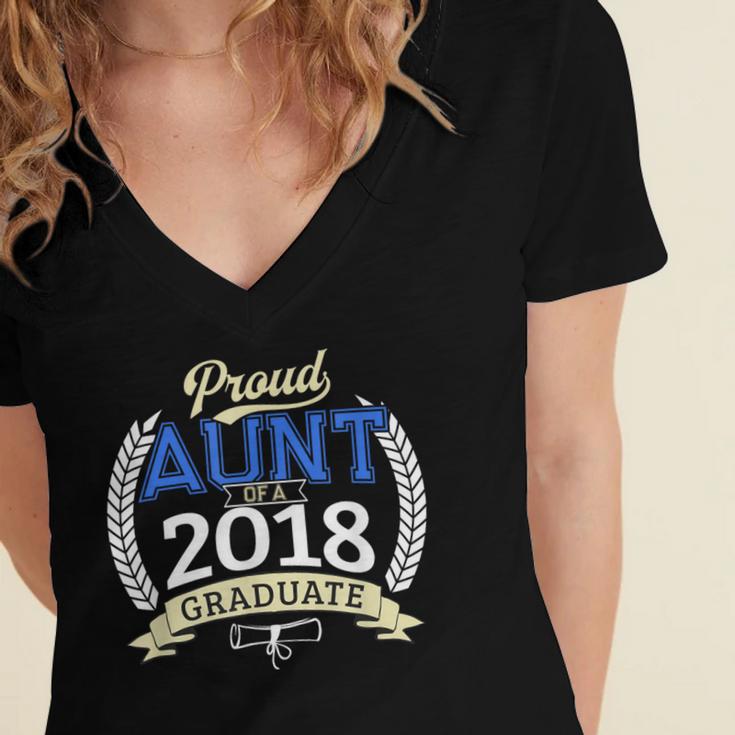 Proud Aunt Of 2018 Graduate Shirt Graduation Grad Women's Jersey Short Sleeve Deep V-Neck Tshirt
