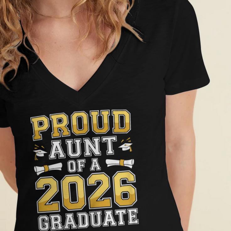 Proud Aunt Of A 2026 Graduate Shirt Class Of 2026 Graduation Women's Jersey Short Sleeve Deep V-Neck Tshirt