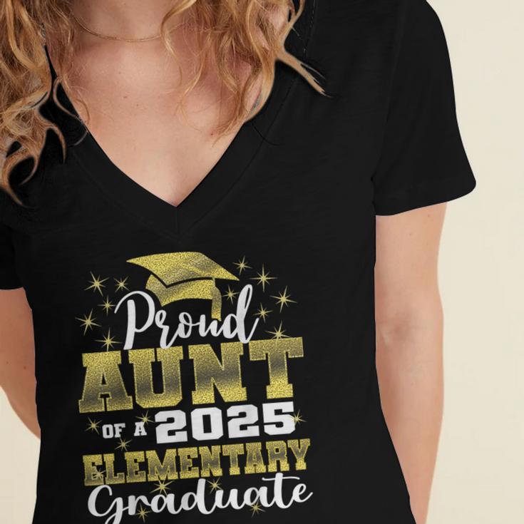 Proud Aunt Of 5th Grade Graduate 2025 Elementary Graduation Women's Jersey Short Sleeve Deep V-Neck Tshirt