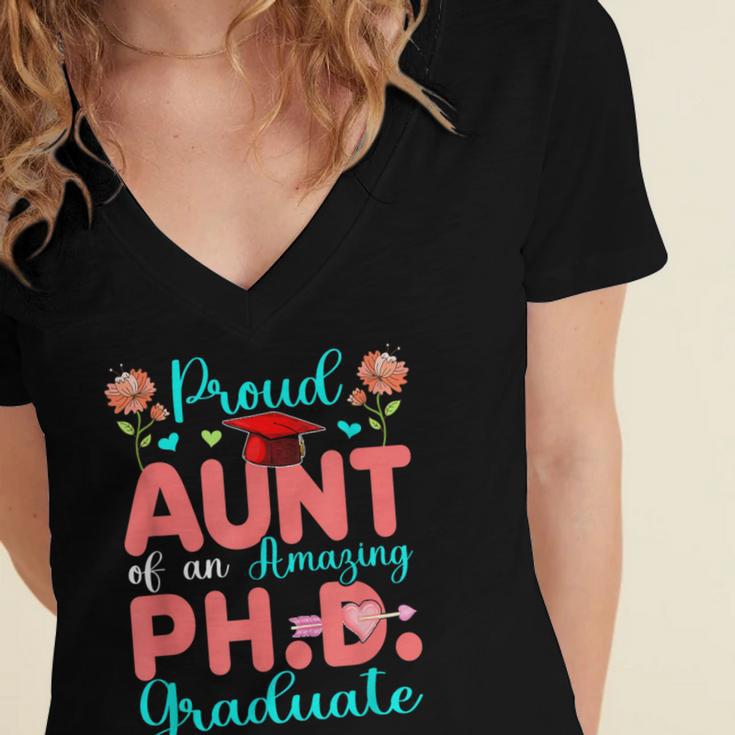 Proud Aunt Of An Amazing PhD Graduate Family Graduation Women's Jersey Short Sleeve Deep V-Neck Tshirt