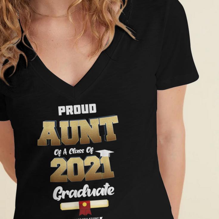 Proud Aunt Of Class Of 2021Shirt Class 2021 Graduation Women's Jersey Short Sleeve Deep V-Neck Tshirt