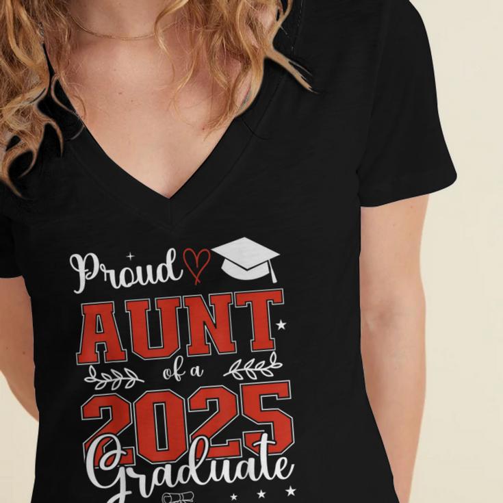 Proud Aunt Of a Class Of 2025 Graduate For Graduation Women's Jersey Short Sleeve Deep V-Neck Tshirt