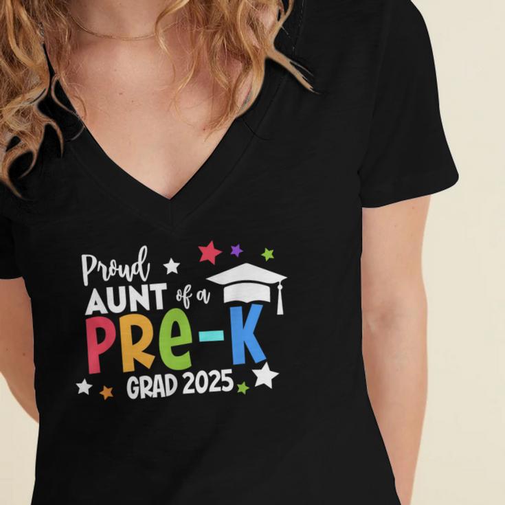 Proud Aunt Of A Pre-K 2025 Graduate Class Of 2025 Graduation Women's Jersey Short Sleeve Deep V-Neck Tshirt