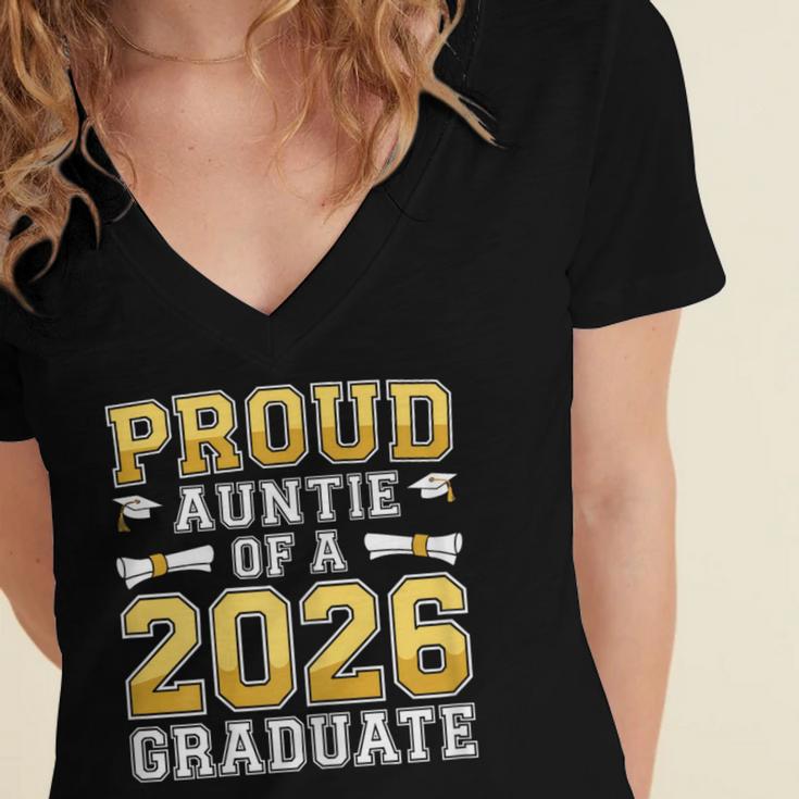 Proud Auntie Of A 2026 Graduate Shirt Class 2026 Graduation Women's Jersey Short Sleeve Deep V-Neck Tshirt