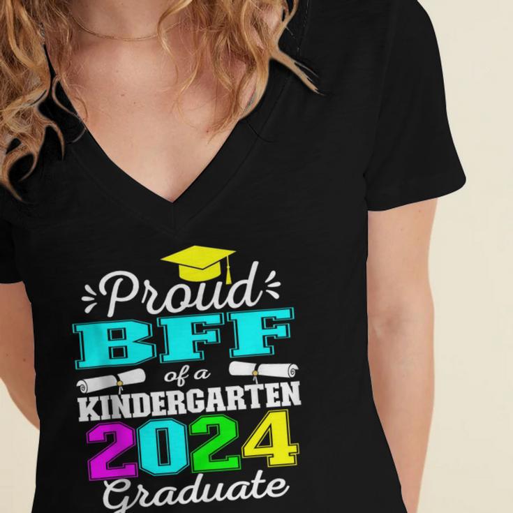 Proud Bff Of Kindergarten Graduate 2024 Graduation Bff Women's Jersey Short Sleeve Deep V-Neck Tshirt