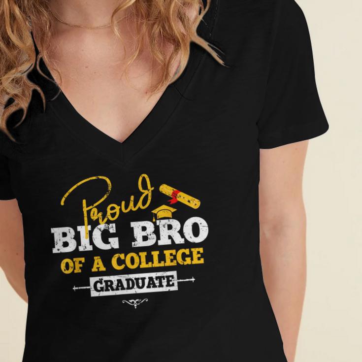 Proud Big Bro Of a College Graduate Graduation Grad Women's Jersey Short Sleeve Deep V-Neck Tshirt