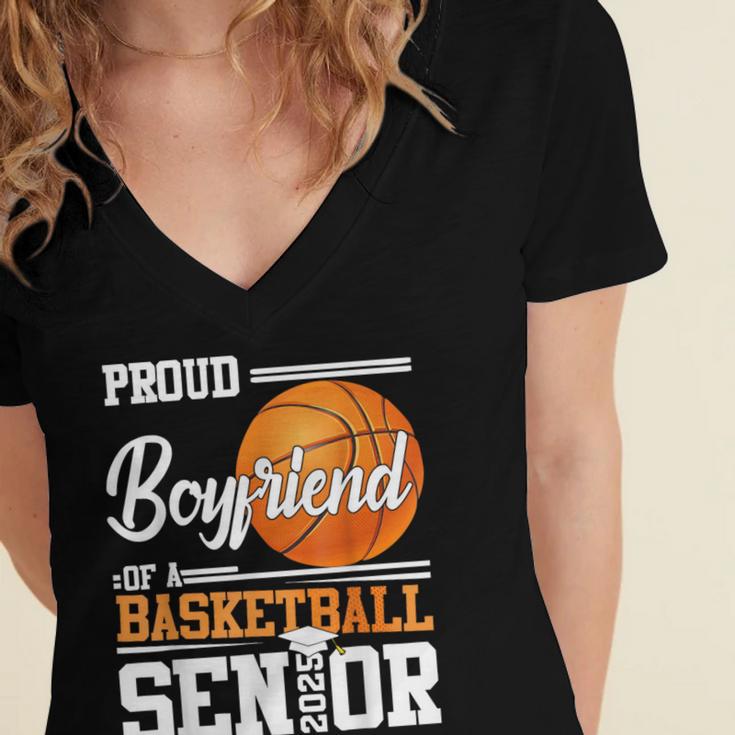 Proud Boyfriend Of A 2025 Senior Graduation Basketball Women's Jersey Short Sleeve Deep V-Neck Tshirt