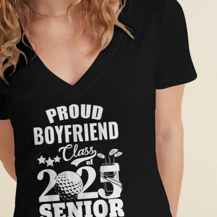 Proud Boyfriend Class Of 2025 Graduation Senior 2025 Golf Women's Jersey Short Sleeve Deep V-Neck Tshirt