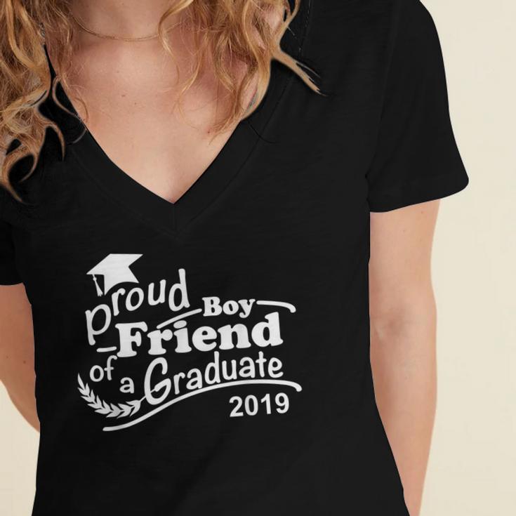 Proud Boyfriend Of A Graduate 2019 Family Graduation Shirts Women's Jersey Short Sleeve Deep V-Neck Tshirt